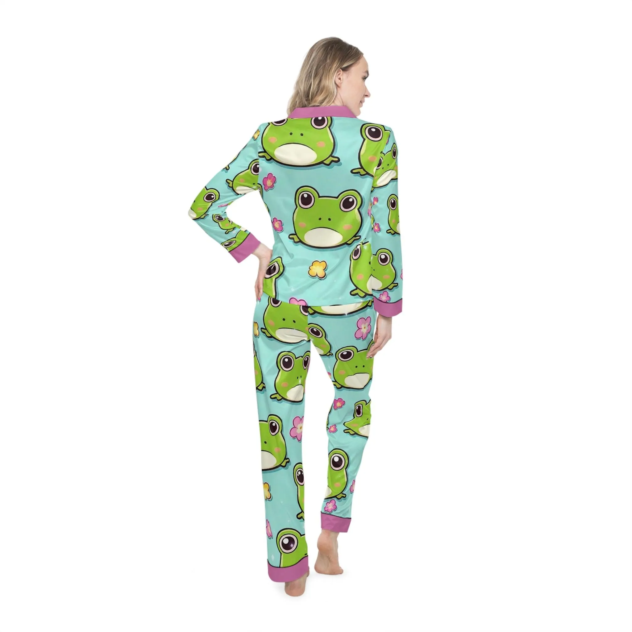 "Kawaii Love Frog" Women's Satin Pajamas