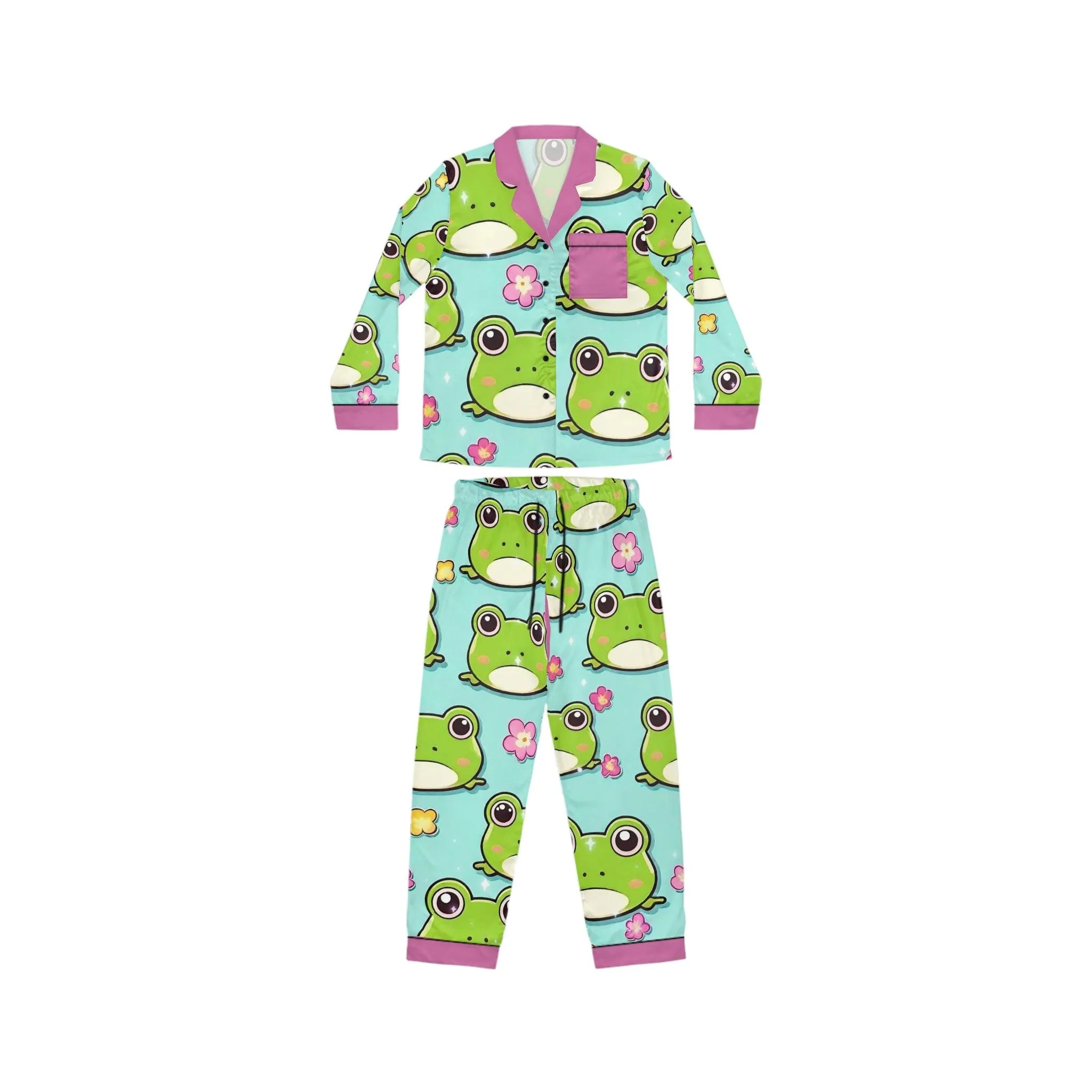 "Kawaii Love Frog" Women's Satin Pajamas