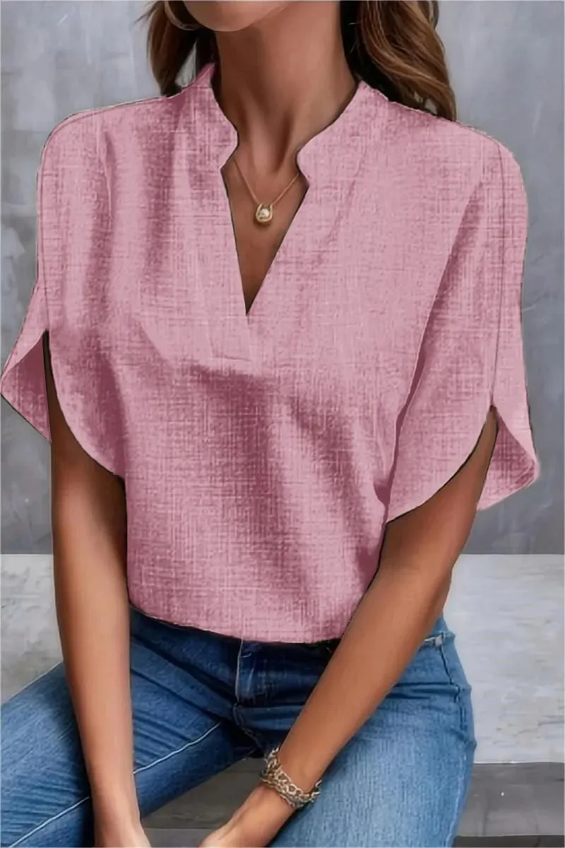 Rosalind - Breezy Linen V-Neck Top for Women