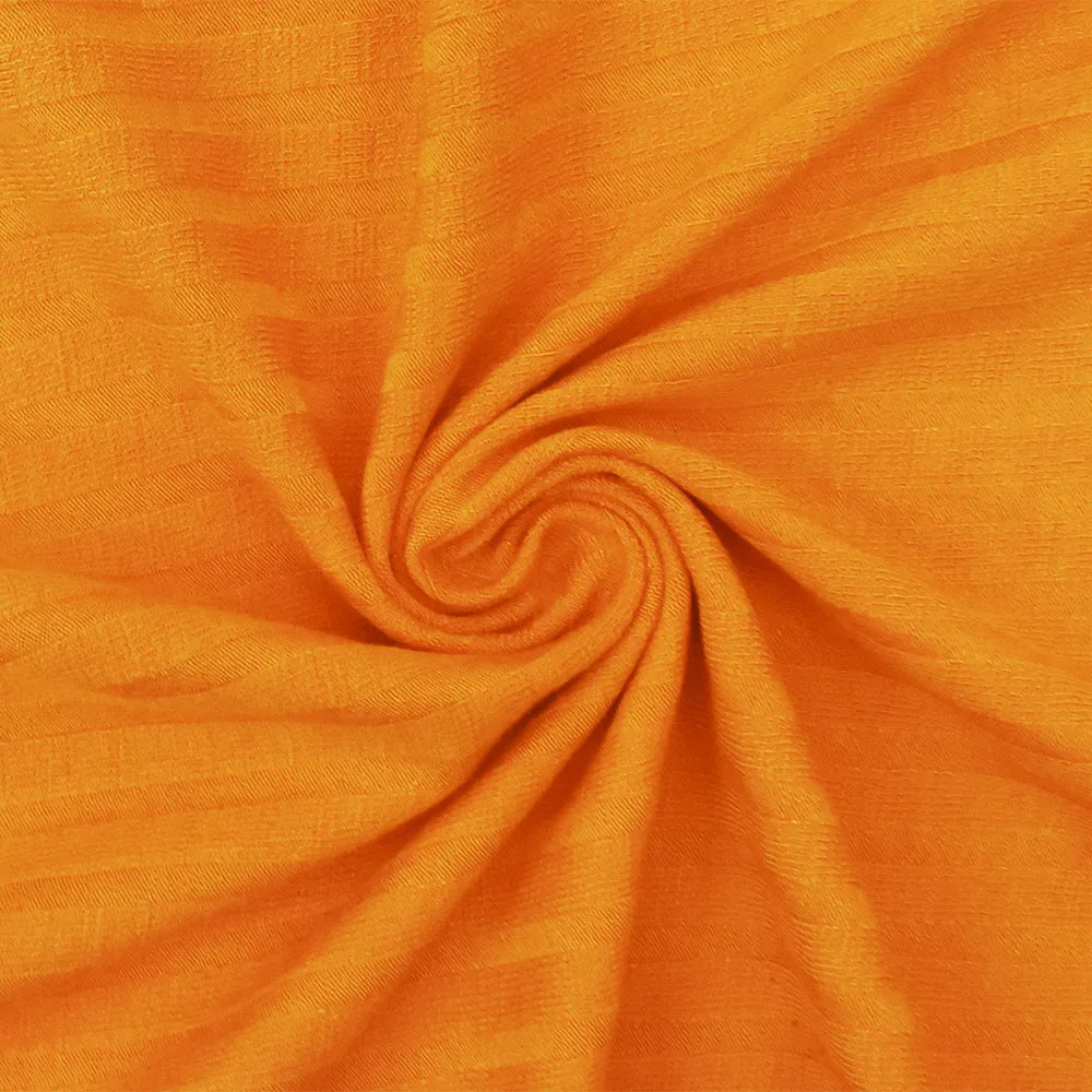 Sunny Orange Solid Stretch Rib Knit Fabric