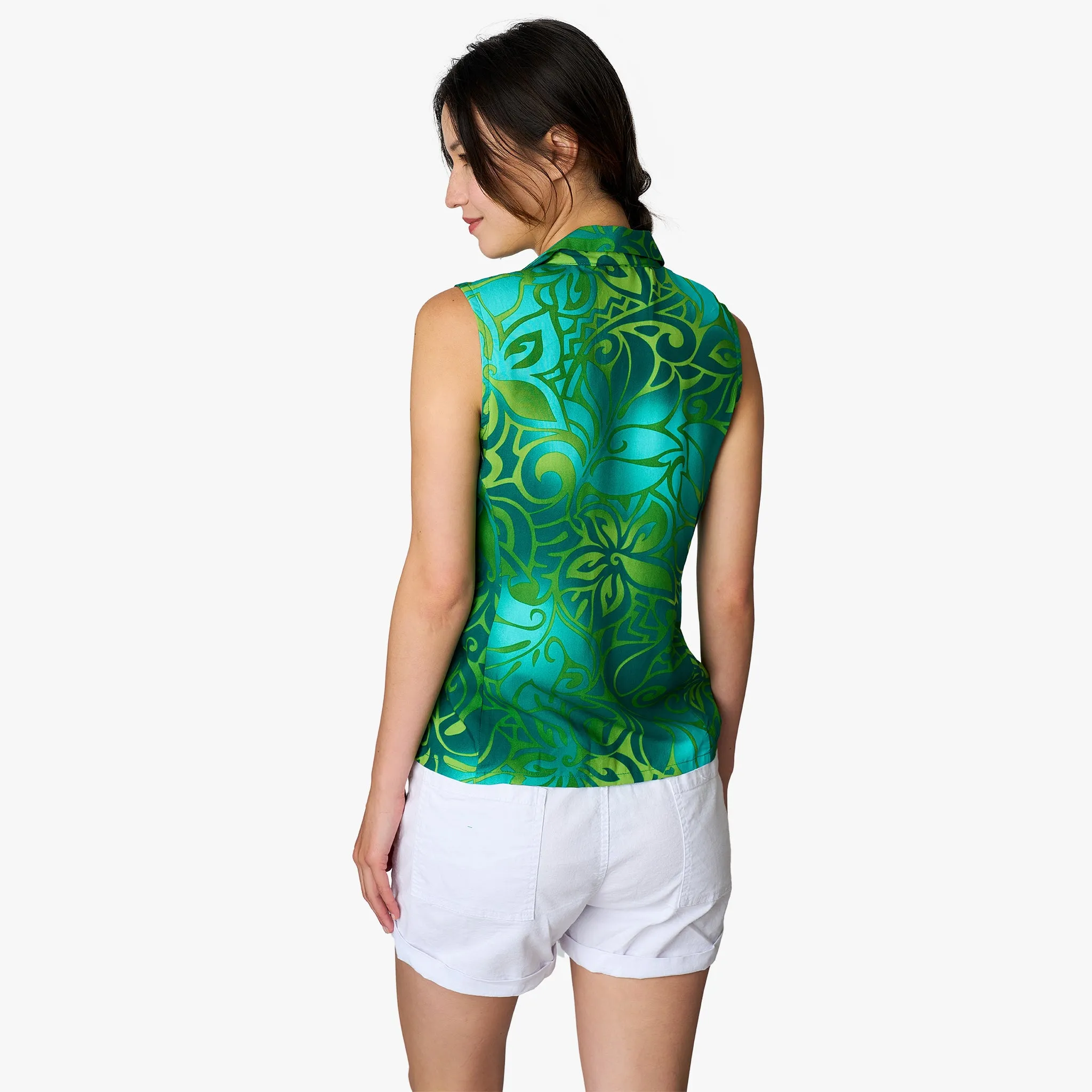 Tribal Tiare Sleeveless Camp Blouse