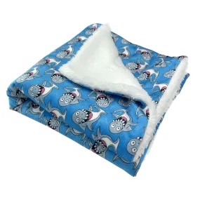 Ultra Soft Minky Silly Sharks Dog Blanket