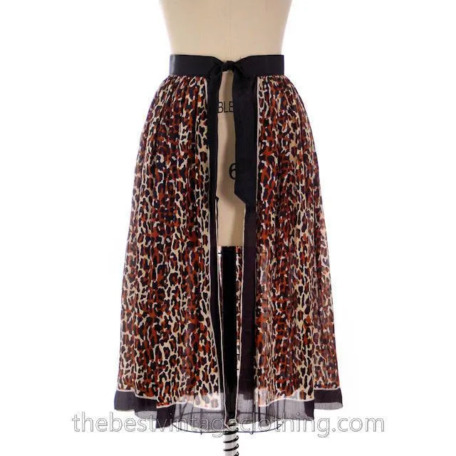 Vintage Silk Over Skirt Leopard Printed 1950s One Size