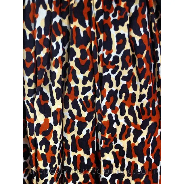 Vintage Silk Over Skirt Leopard Printed 1950s One Size