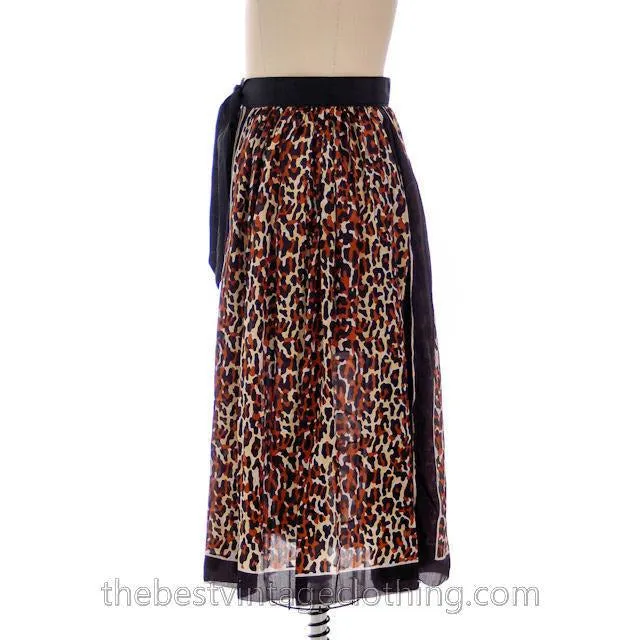 Vintage Silk Over Skirt Leopard Printed 1950s One Size