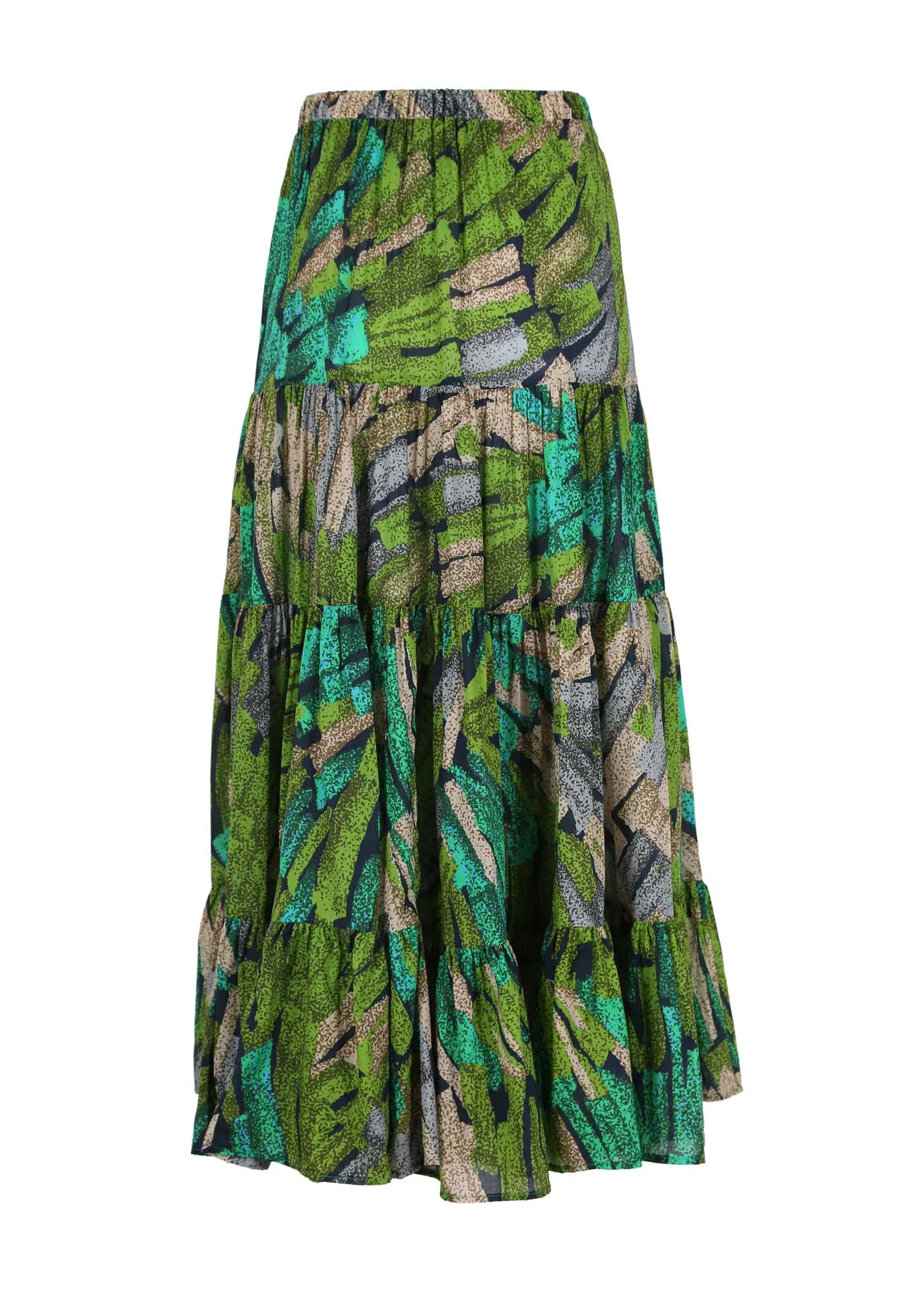 Vivant LAX Tiered Skirt Green in Cotton Voile