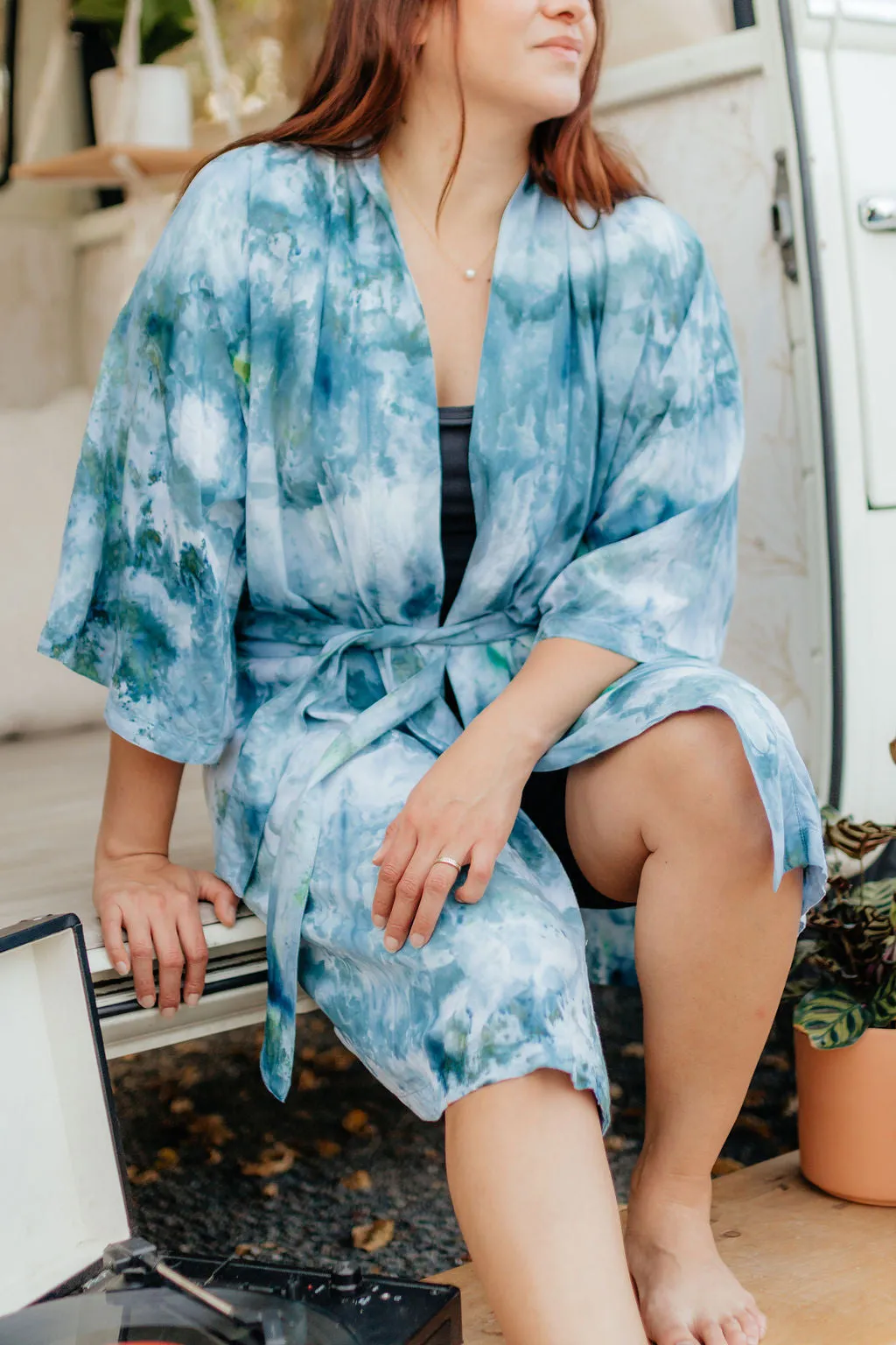 Water Tie Dye Short Robe