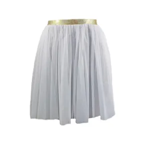 White Fairy Pongee Skirt with Gold Glitter Band