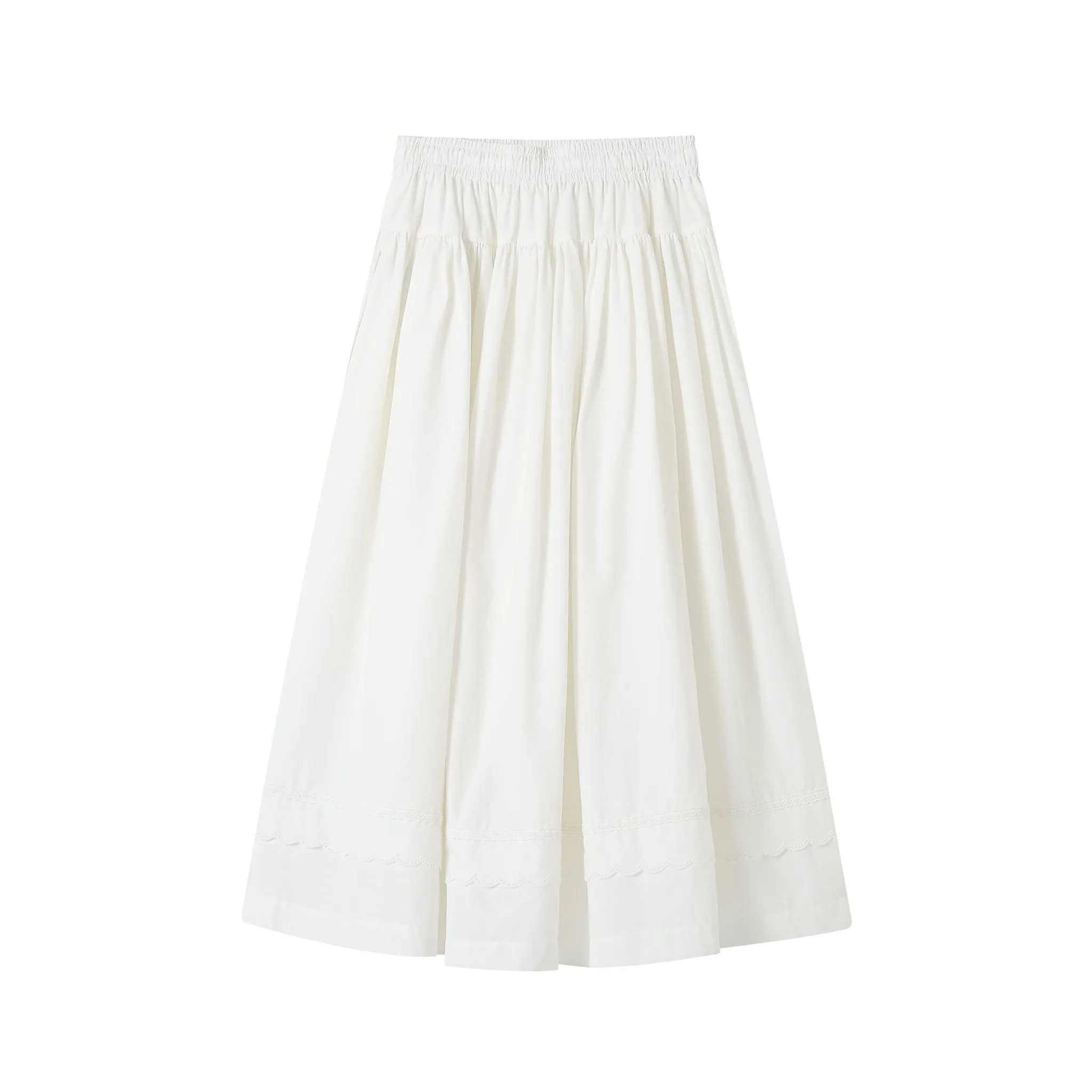 White Lace Splicing Airy Skirt