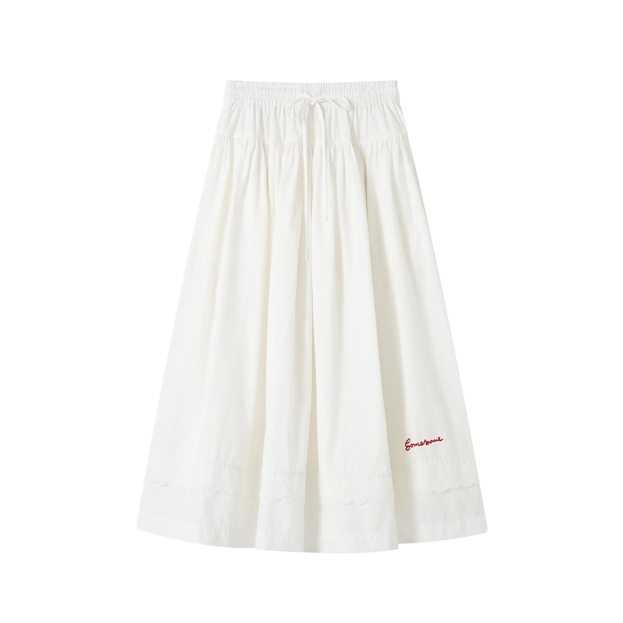 White Lace Splicing Airy Skirt