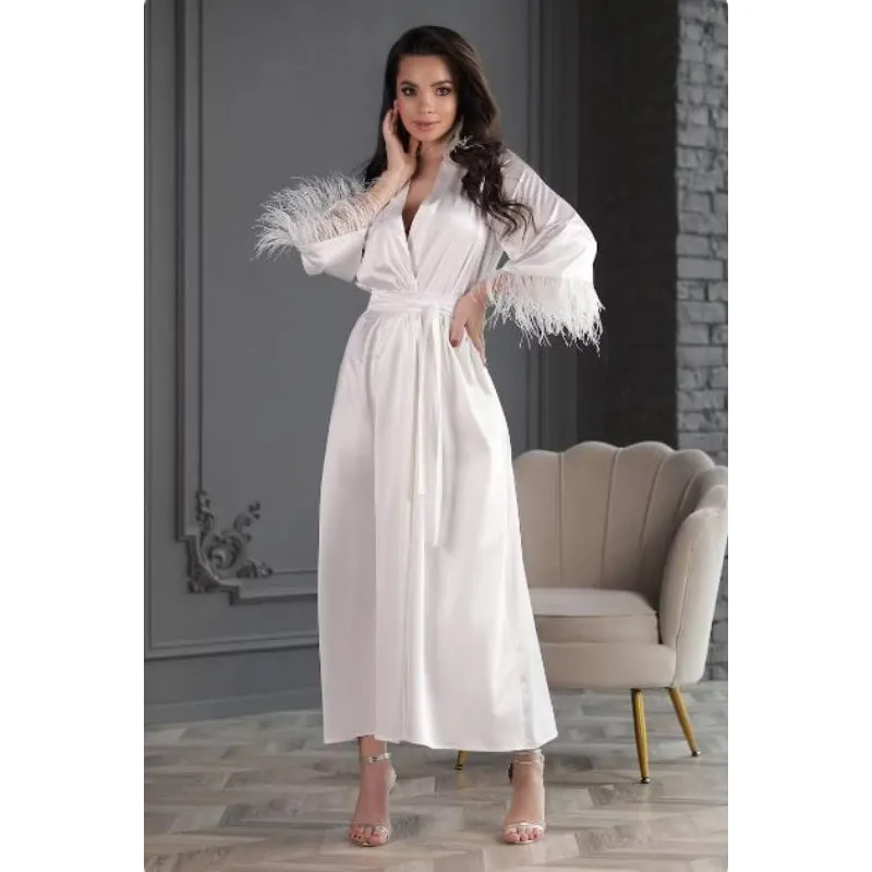 White Robe With Feather Sleeves