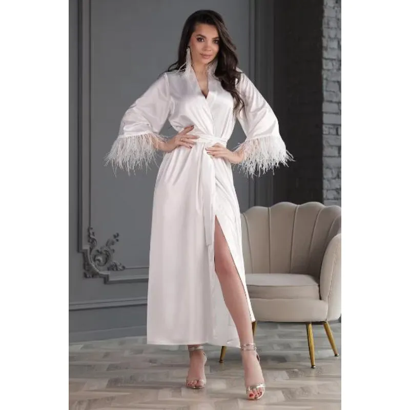 White Robe With Feather Sleeves