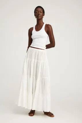 White Voile Tiered Maxi Skirt